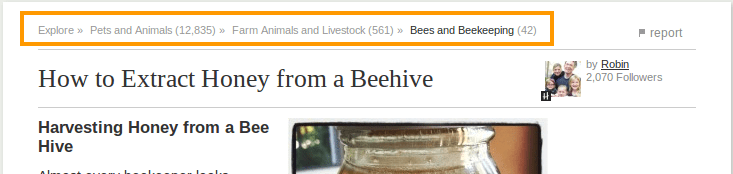 Breadcrumb Structure Before Change